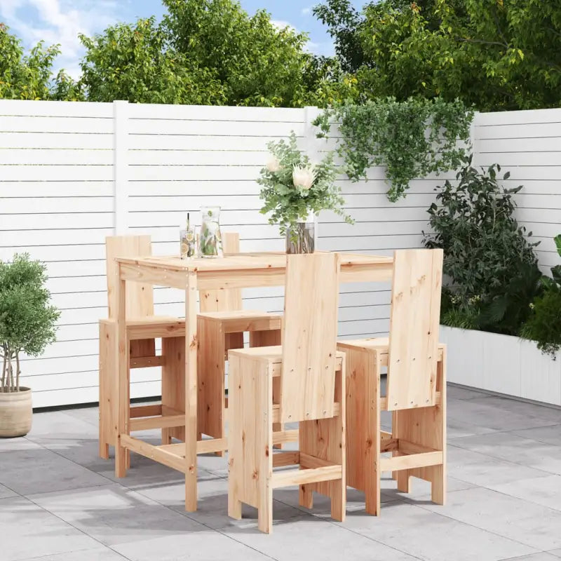 Houten barset van massief grenenhout voor gezellige buitenmomenten - Natuurlijk grenenhout - Tuinsets