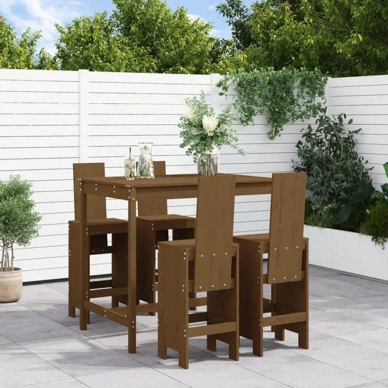 Houten barset van massief grenenhout voor gezellige buitenmomenten - Tuinsets