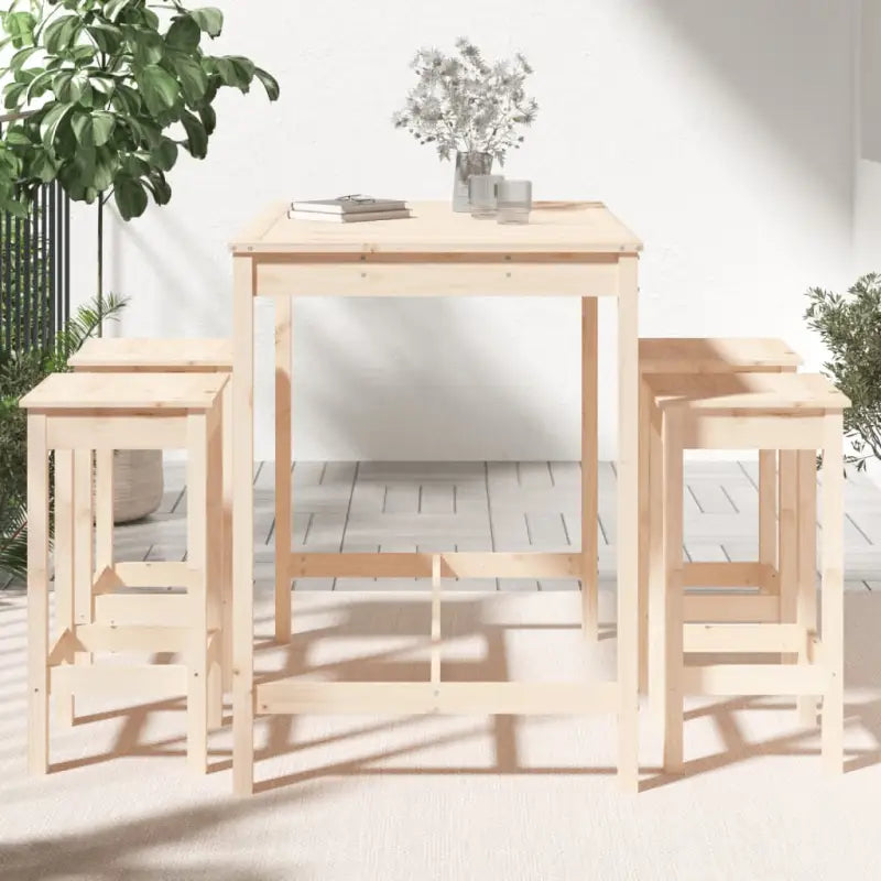 Houten barset van massief grenenhout voor tuin en terras - Naturel - Tuinsets