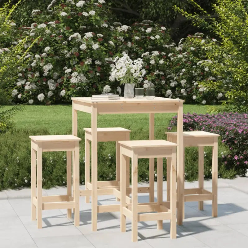 Houten barset van massief grenenhout voor tuin en terras - Naturel - Tuinsets