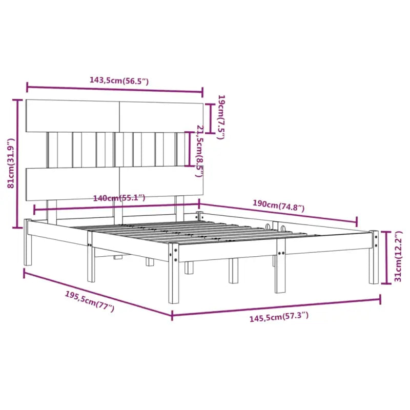 Houten bedframe met massief grenenhout en tijdloos ontwerp - Bedden & bedframes