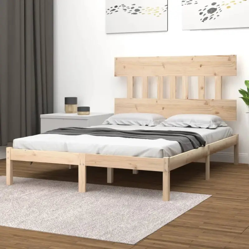 Houten bedframe met massief grenenhout en tijdloos ontwerp - Naturel / 150 x 200 cm - Bedden & bedframes