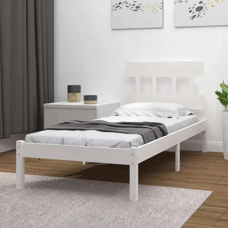 Houten bedframe met massief grenenhout en tijdloos ontwerp - Wit / 90 x 200 cm - Bedden & bedframes
