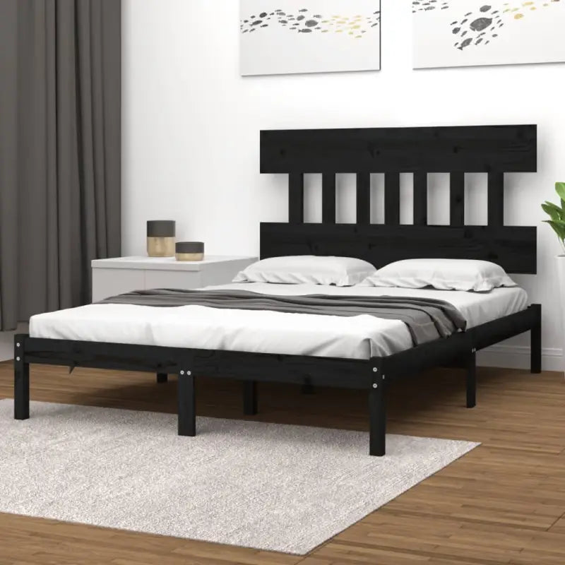 Houten bedframe met massief grenenhout en tijdloos ontwerp - Zwart / 140 x 190 cm - Bedden & bedframes