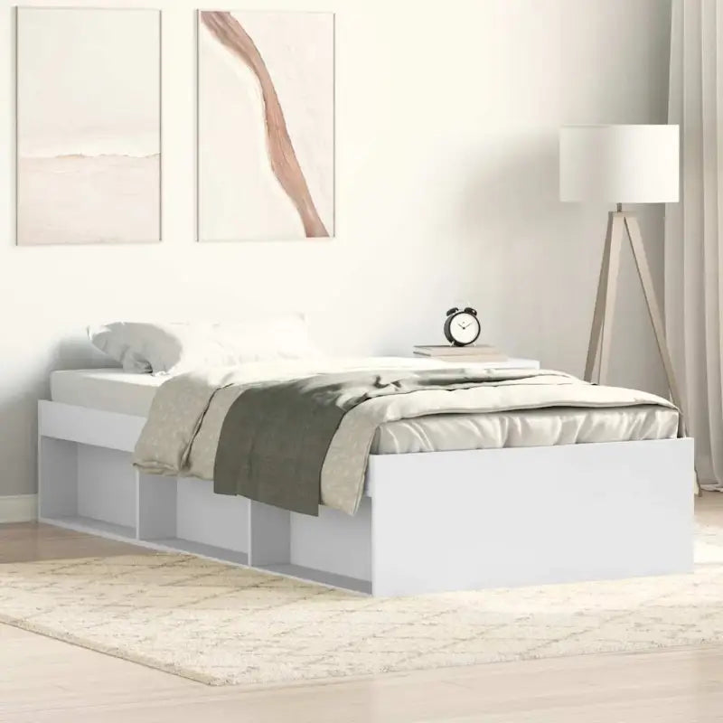Houten bedframe met multiplex lattenbodem voor een moderne slaapkamer - Wit / 100 x 200 cm - Bedden & bedframes