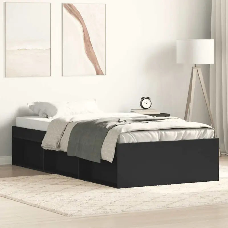 Houten bedframe met multiplex lattenbodem voor een moderne slaapkamer - Zwart / 90 x 200 cm - Bedden & bedframes