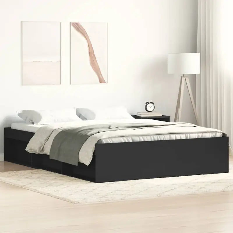 Houten bedframe met multiplex lattenbodem voor een moderne slaapkamer - Zwart / 150 x 200 cm - Bedden & bedframes