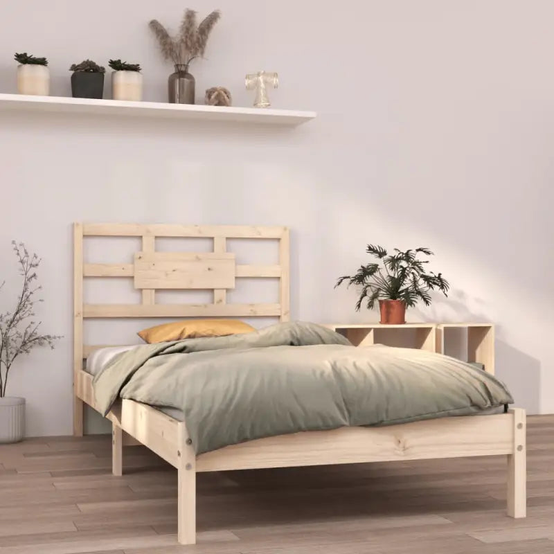 Houten bedframe met tijdloos ontwerp van massief grenenhout - Naturel / 90 x 200 cm - Bedden & bedframes