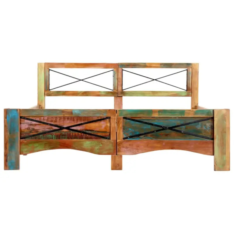 Houten bedframe met vintage charme van massief gerecycled hout - Bedden & bedframes