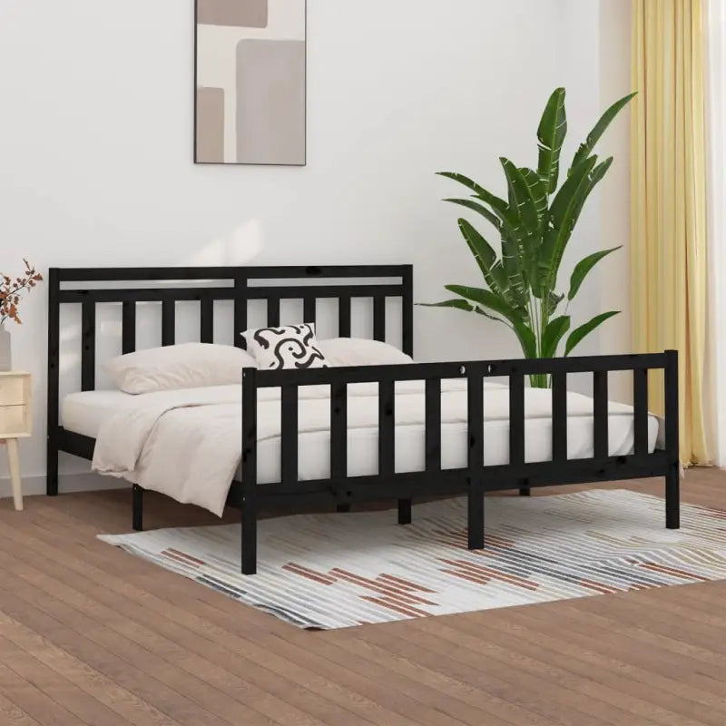 Houten bedframe van massief grenenhout inclusief levering - Zwart / 200 x 200 cm - Bedden & bedframes