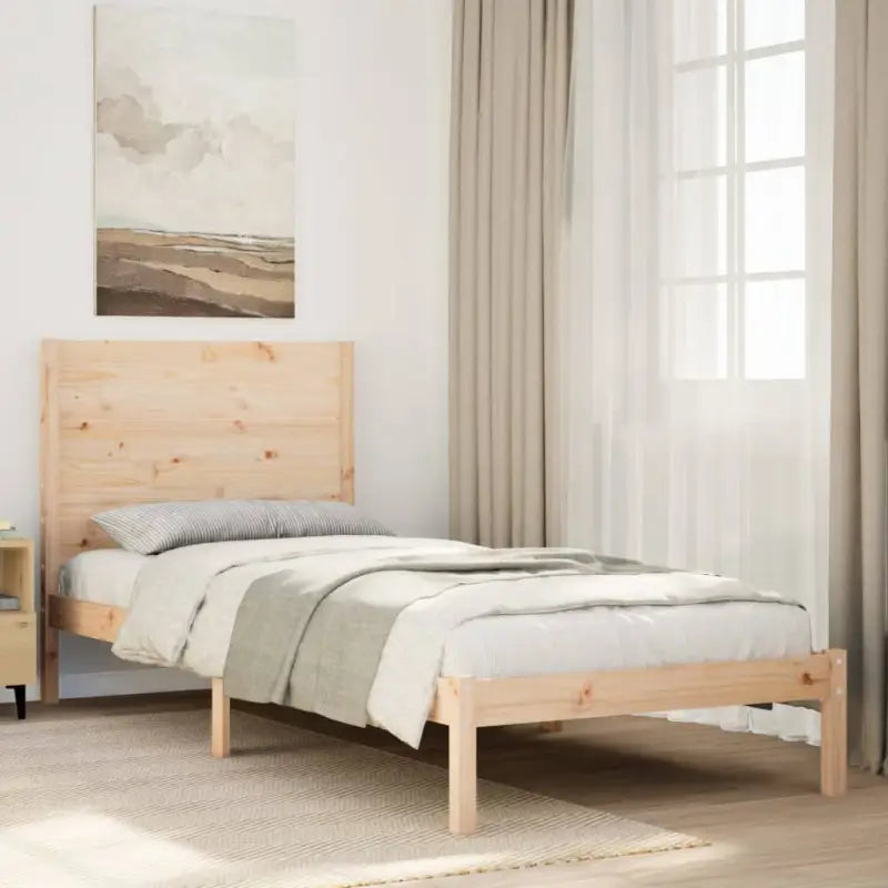 Houten bedframe van massief grenenhout met aanvullende ondersteuning - Naturel / 100 x 220 cm - Bedden & bedframes