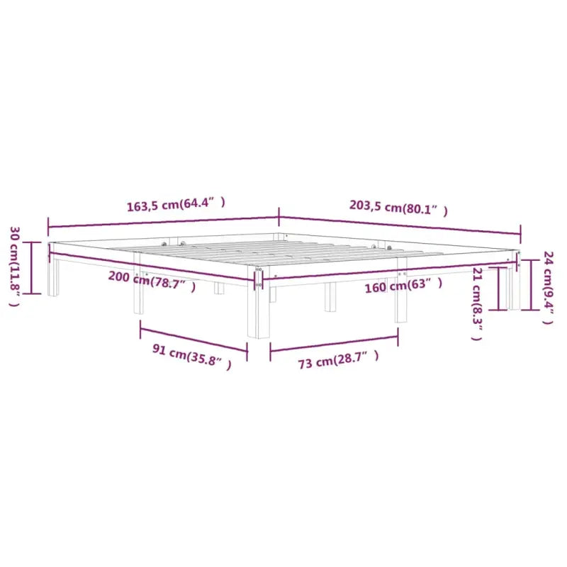 Houten bedframe van massief grenenhout met extra ondersteuning - Bedden & bedframes