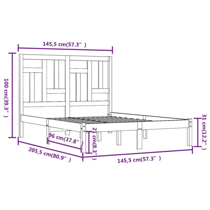 Houten bedframe van massief grenenhout met levering bevat - Bedden & bedframes