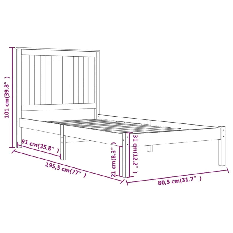 Houten bedframe van massief grenenhout met levering bevat - Bedden & bedframes