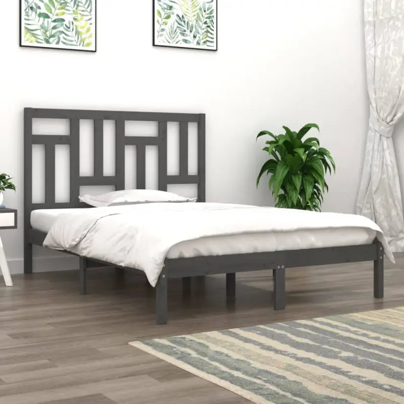 Houten bedframe van massief grenenhout met levering bevat - Grijs / 200 x 200 cm - Bedden & bedframes
