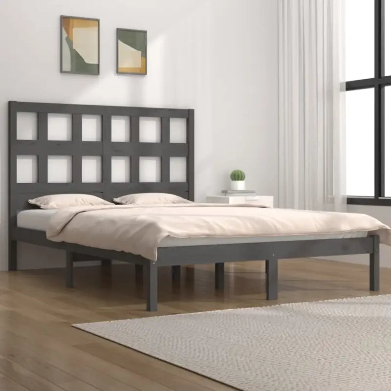 Houten bedframe van massief grenenhout met levering bevat - Grijs / 200 x 200 cm - Bedden & bedframes