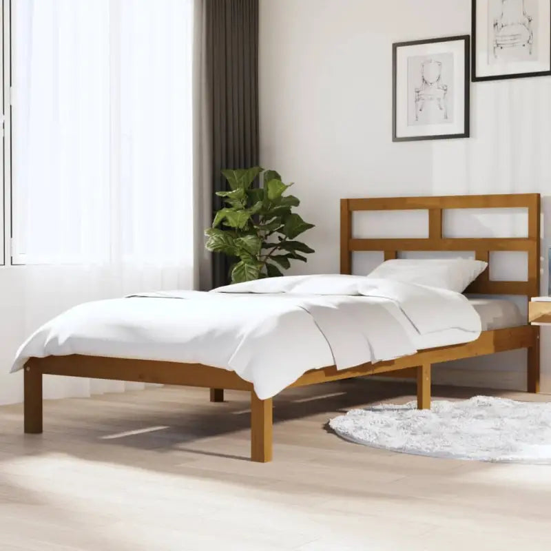 Houten Bedframe van Massief Grenenhout met Levering Bevat - Honingbruin / 100 x 200 cm - Bedden & bedframes