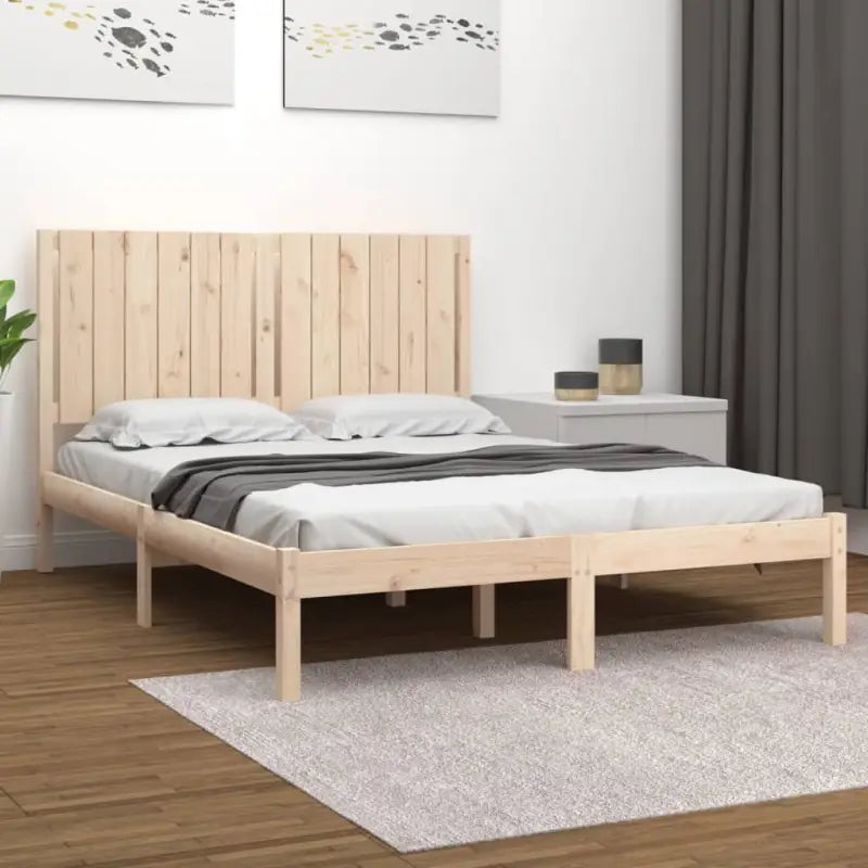Houten bedframe van massief grenenhout met levering bevat - Naturel / 140 x 200 cm - Bedden & bedframes