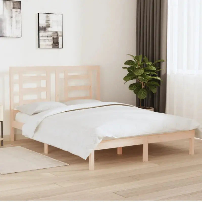 Houten bedframe van massief grenenhout met levering bevat - Naturel / 160 x 200 cm - Bedden & bedframes