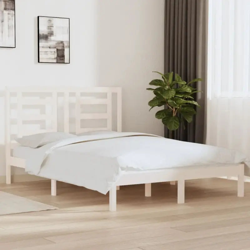 Houten bedframe van massief grenenhout met levering bevat - Wit / 135 x 190 cm - Bedden & bedframes