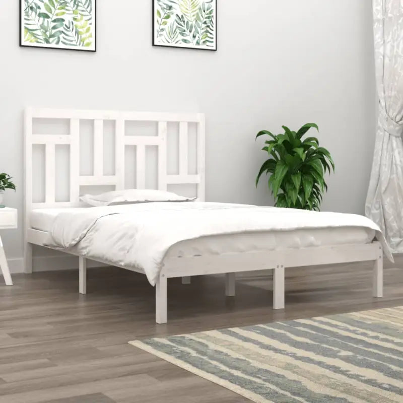 Houten bedframe van massief grenenhout met levering bevat - Wit / 150 x 200 cm - Bedden & bedframes