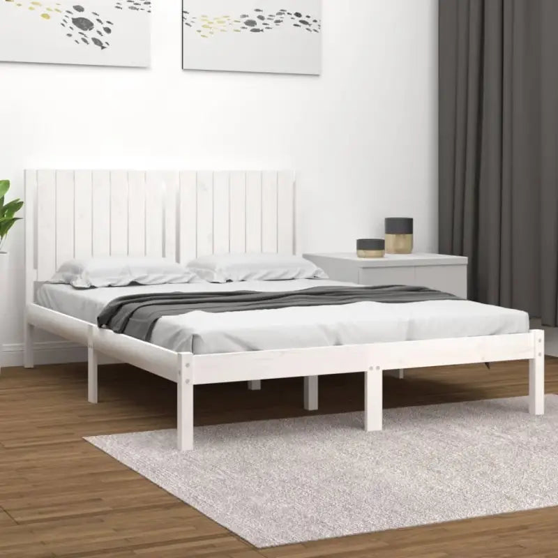 Houten bedframe van massief grenenhout met levering bevat - Wit / 160 x 200 cm - Bedden & bedframes