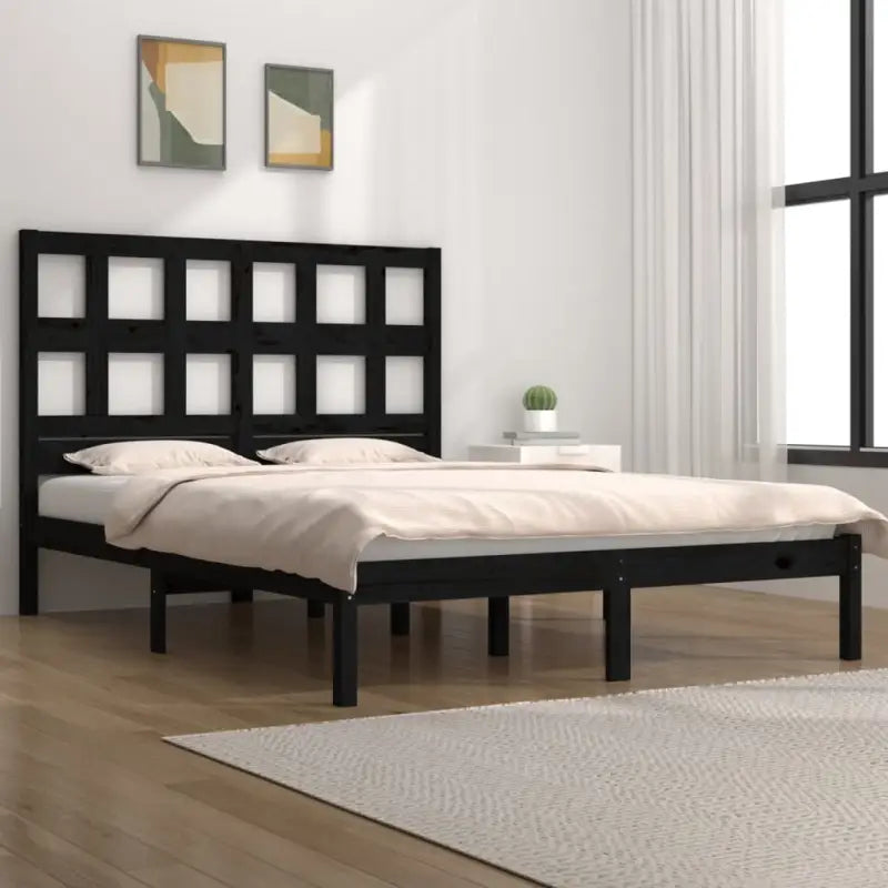 Houten bedframe van massief grenenhout met levering bevat - Zwart / 140 x 190 cm - Bedden & bedframes
