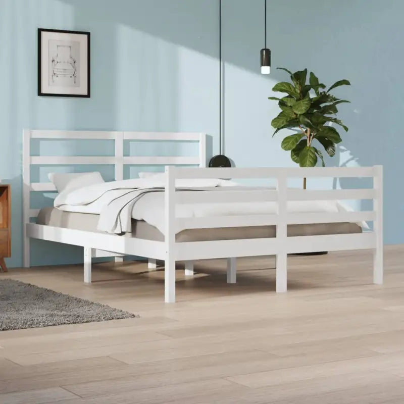 Houten bedframe van massief grenenhout met tijdloos ontwerp - Wit / 160 x 200 cm - Bedden & bedframes