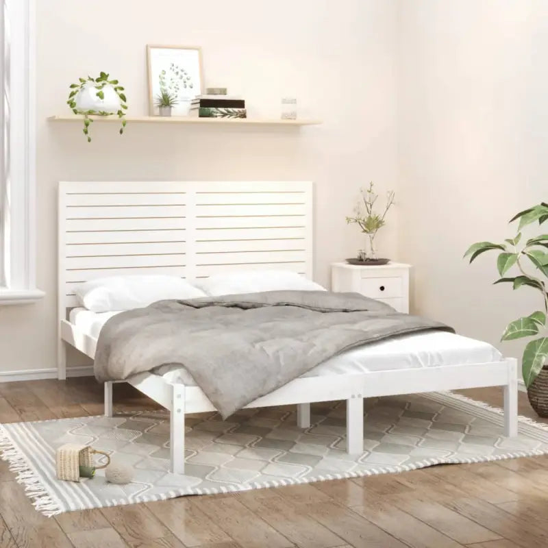 Houten bedframe van massief grenenhout met tijdloos ontwerp - Wit / 160 x 200 cm - Bedden & bedframes