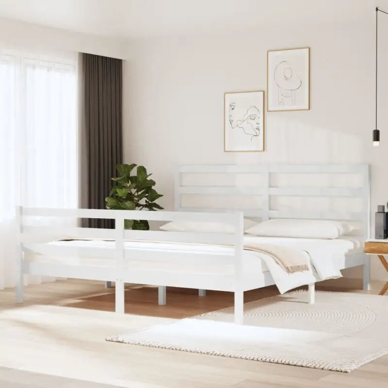 Houten bedframe van massief grenenhout met tijdloos ontwerp - Wit / 180 x 200 cm - Bedden & bedframes