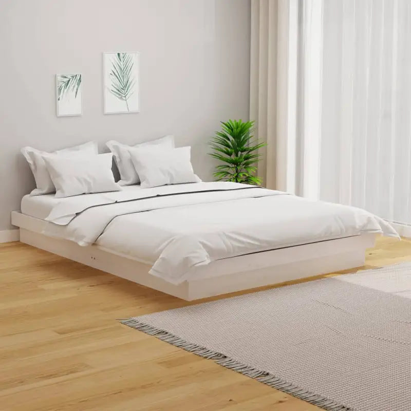 Houten bedframe van massief grenenhout voor een goede nachtrust - Wit / 135 x 190 cm - Bedden & bedframes