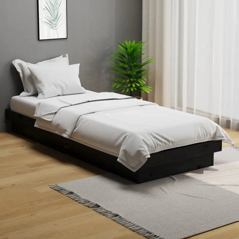 Houten bedframe van massief grenenhout voor een goede nachtrust - Zwart / 75 x 190 cm - Bedden & bedframes