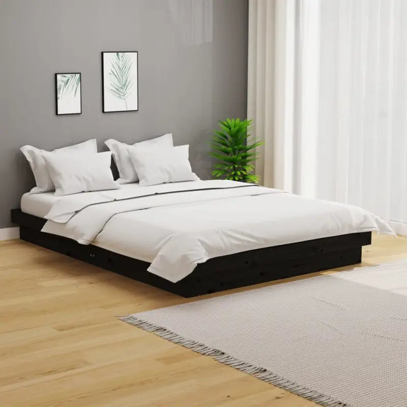 Houten bedframe van massief grenenhout voor een goede nachtrust - Zwart / 135 x 190 cm - Bedden & bedframes