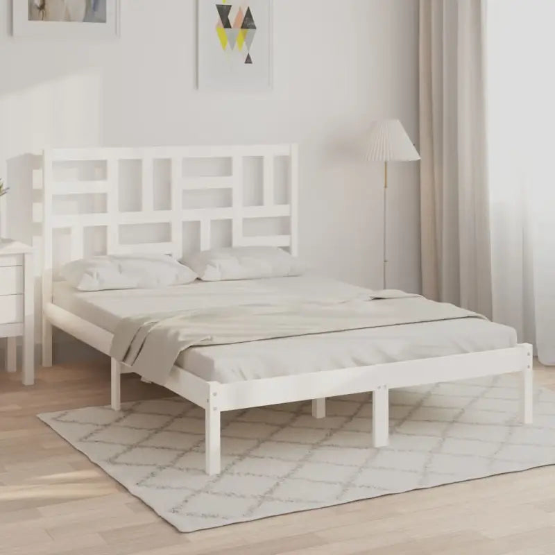 Houten bedframe van massief grenenhout voor een moderne slaapkamer - Wit / 150 x 200 cm - Bedden & bedframes