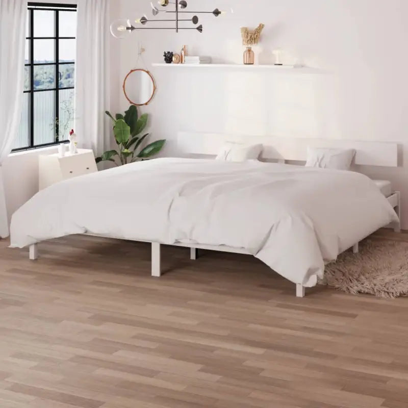 Houten bedframe van massief grenenhout voor een moderne slaapkamer - Wit / 180 x 200 cm - Bedden & bedframes