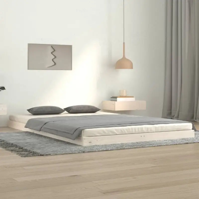 Houten bedframe van massief grenenhout voor een moderne slaapkamer - Wit / 120 x 200 cm - Bedden & bedframes