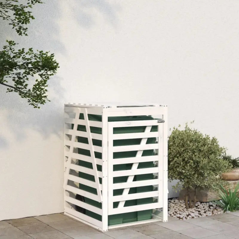 Houten berging voor afvalcontainer van massief grenenhout - Wit grenenhout / 84 x 90 x 128.5 cm / 1 - Containerbergingen