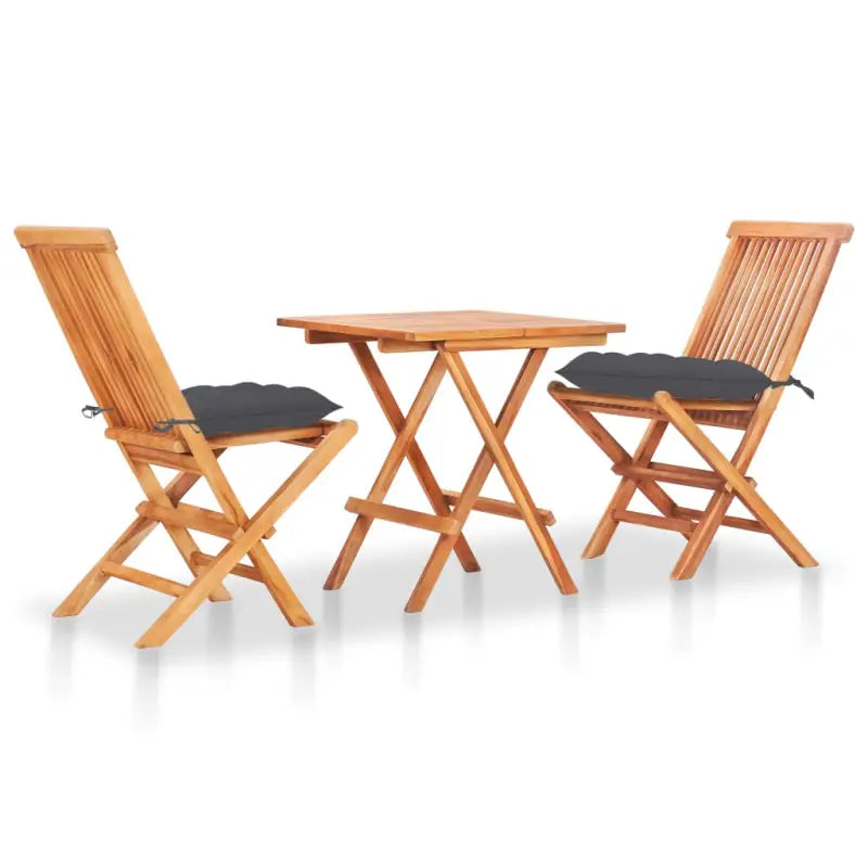 Houten bistroset met fijn geschuurd teakhout en afmetingen voor tafel en stoel - Antraciet - Tuinsets