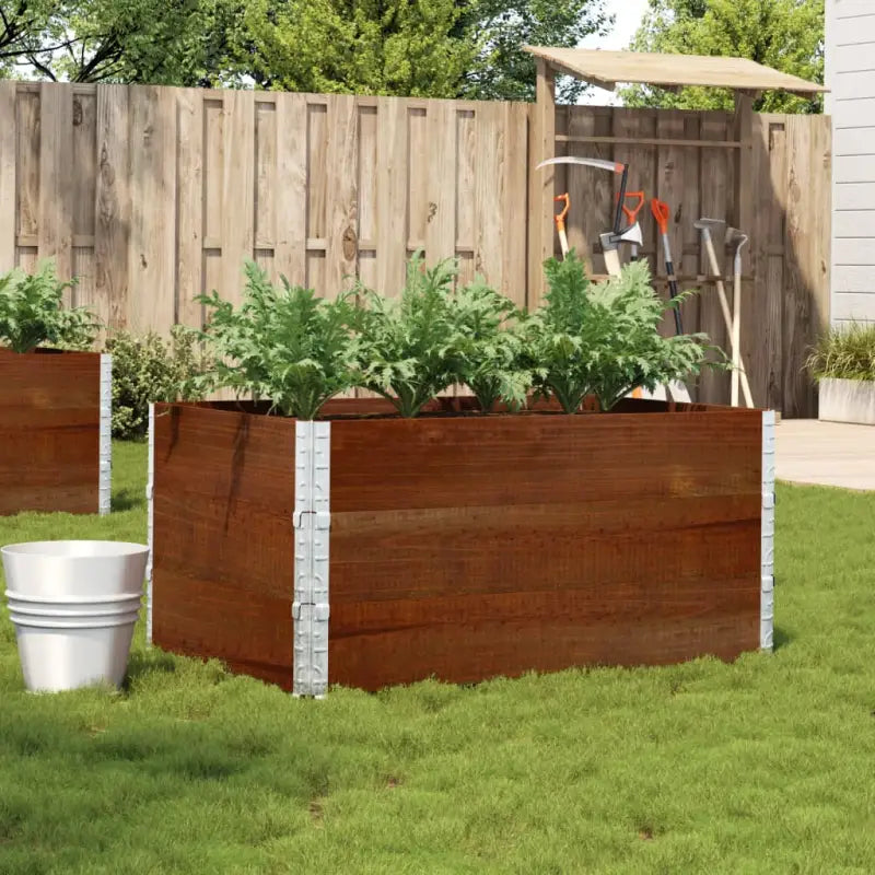 Houten bloempot van massief grenenhout met open bodem en gegalvaniseerde scharnieren - Donkerbruin / 120 x 80 x 60.5 cm