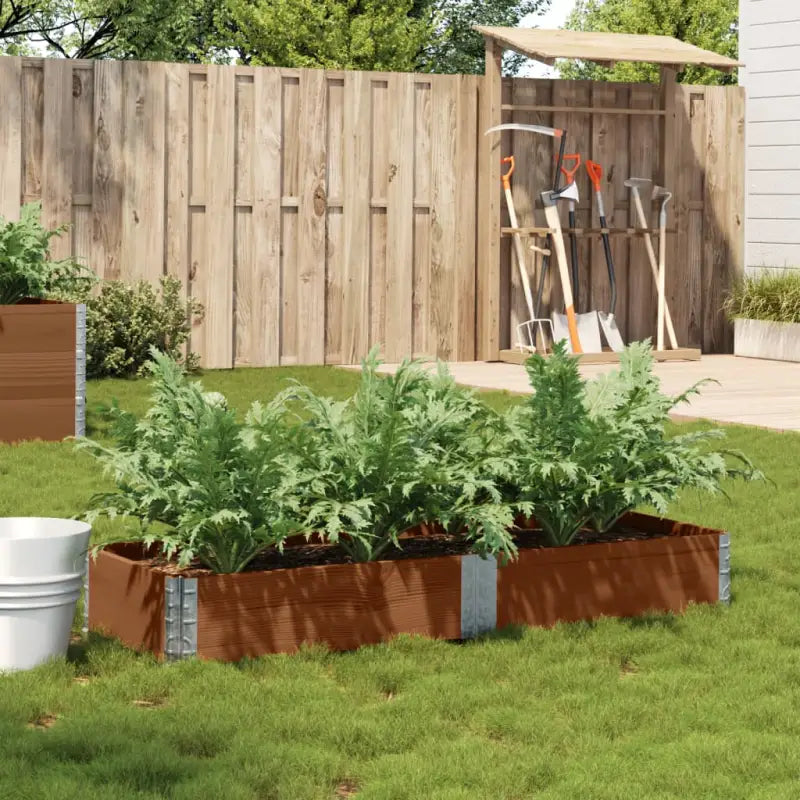 Houten bloempot van massief grenenhout met open bodem en gegalvaniseerde scharnieren - Donkerbruin / 150 x 50 x 21.5 cm