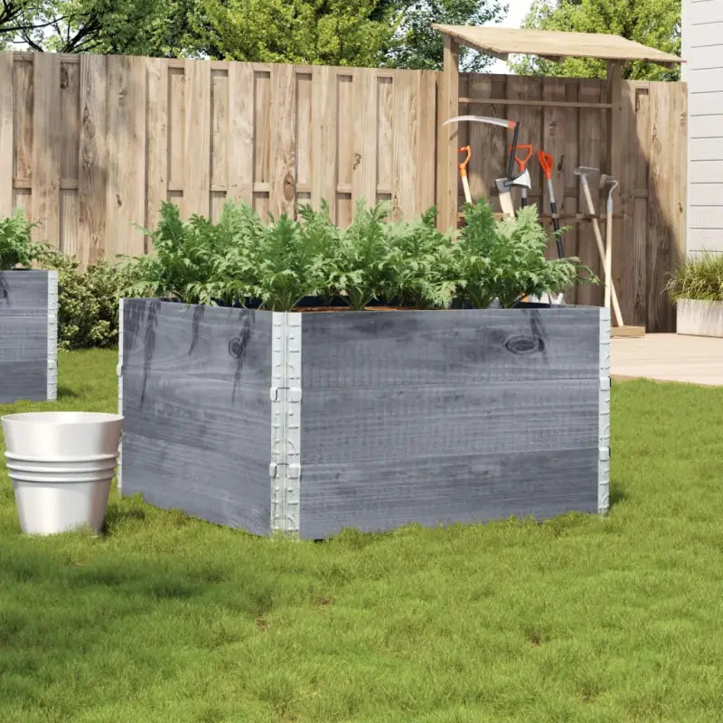Houten bloempot van massief grenenhout met open bodem en gegalvaniseerde scharnieren - Grijs / 100 x 100 x 60.5 cm / 1