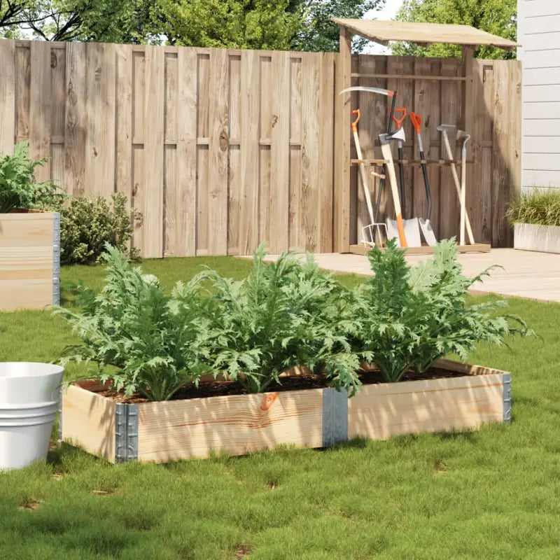 Houten bloempot van massief grenenhout met open bodem en gegalvaniseerde scharnieren - Naturel / 150 x 50 x 21.5 cm / 1
