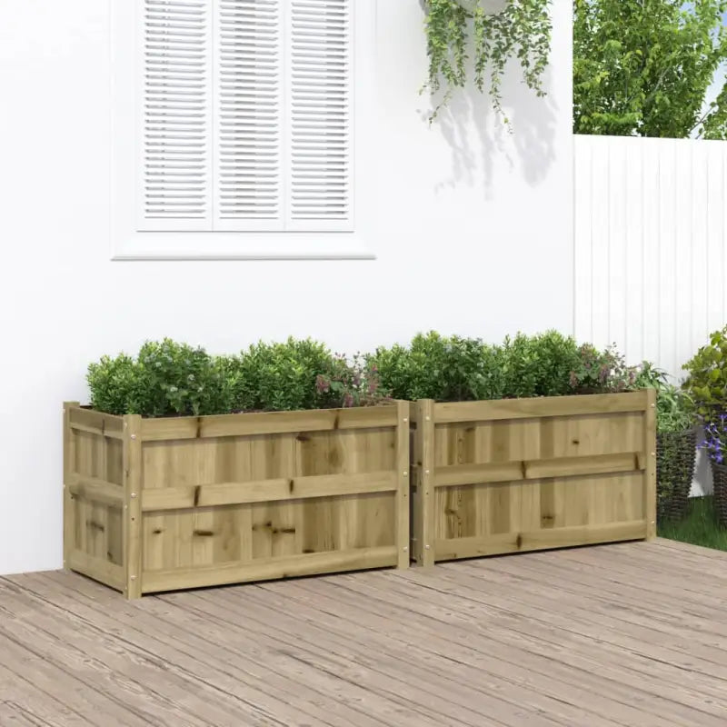 Houten bloempotten en plantenbakken van massief grenenhout - Naturel geïmpregneerd / 2 - Bloempotten & plantenbakken