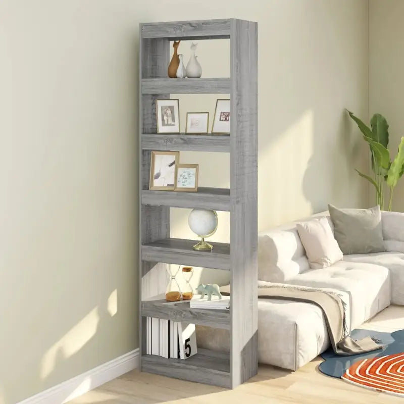 Houten boekenkast gebruikt als kamerscherm met klassiek ontwerp - Grijs sonoma / 1 - Boekenkasten