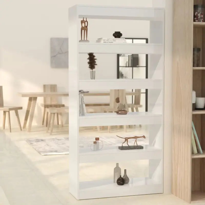 Houten boekenkast met bewerkt hout en strak design voor interieur - Hoogglans wit / 1 - Boekenkasten
