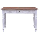 Houten bureau met massief mahoniehout en drie lades - wit en lichthoutkleurig - Bureaus