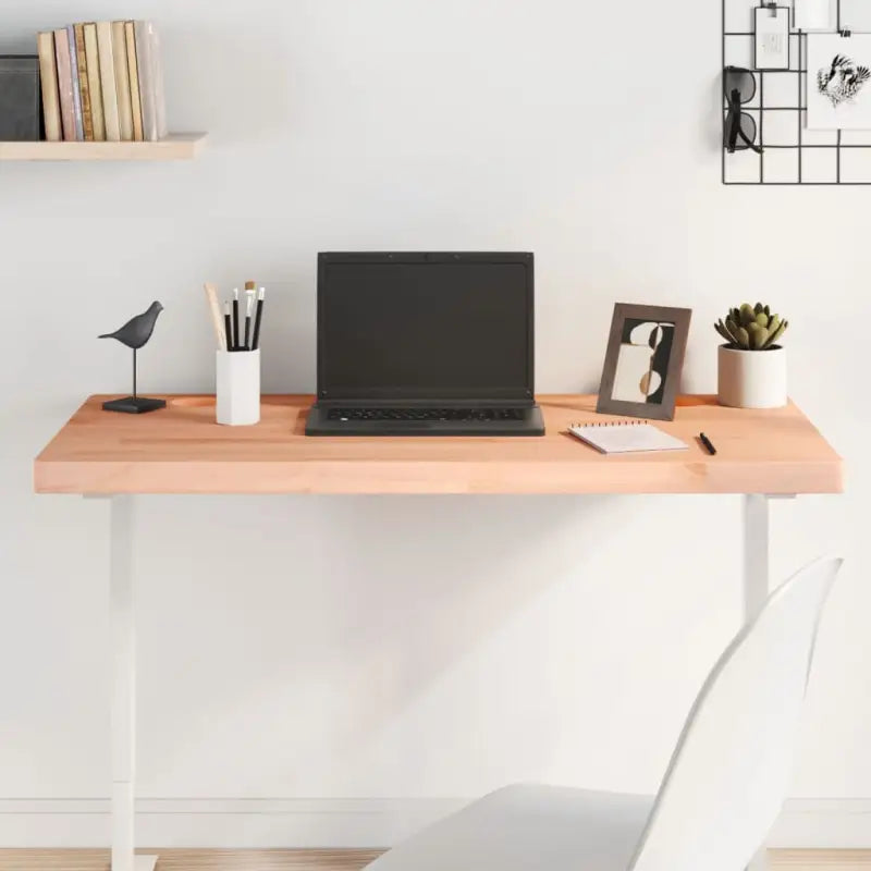 Houten bureaublad met massief beukenhout en afgeronde hoeken - Bruin / 100 x 50 x 4 cm - Onderdelen en accessoires