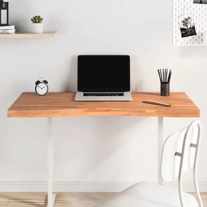 Houten bureaublad met massief beukenhout en afgeronde hoeken - Bruin / 110 x (50-55) x 4 cm - Onderdelen en accessoires