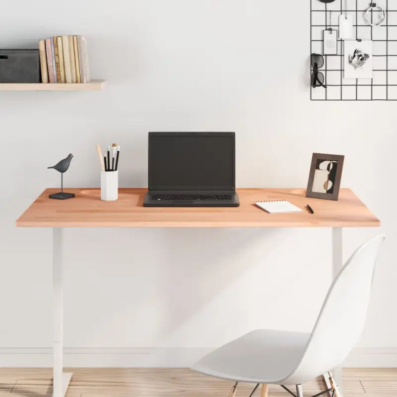 Houten bureaublad met massief beukenhout en afgeronde hoeken - Bruin / 110 x 60 x 1.5 cm - Onderdelen en accessoires