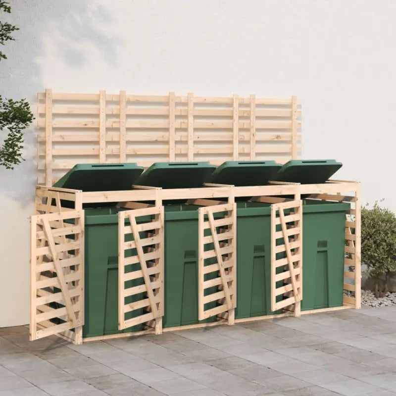 Houten containerberging voor afvalbakken van massief grenenhout - Natuurlijk grenenhout / 1 - Containerbergingen
